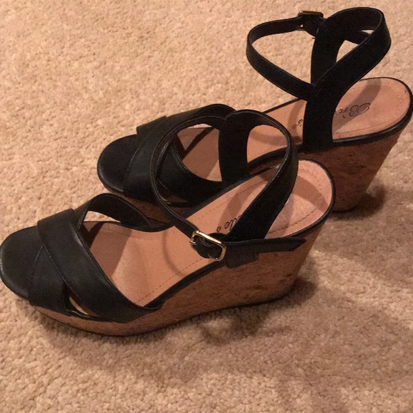Shoes - Black cork wedges like new